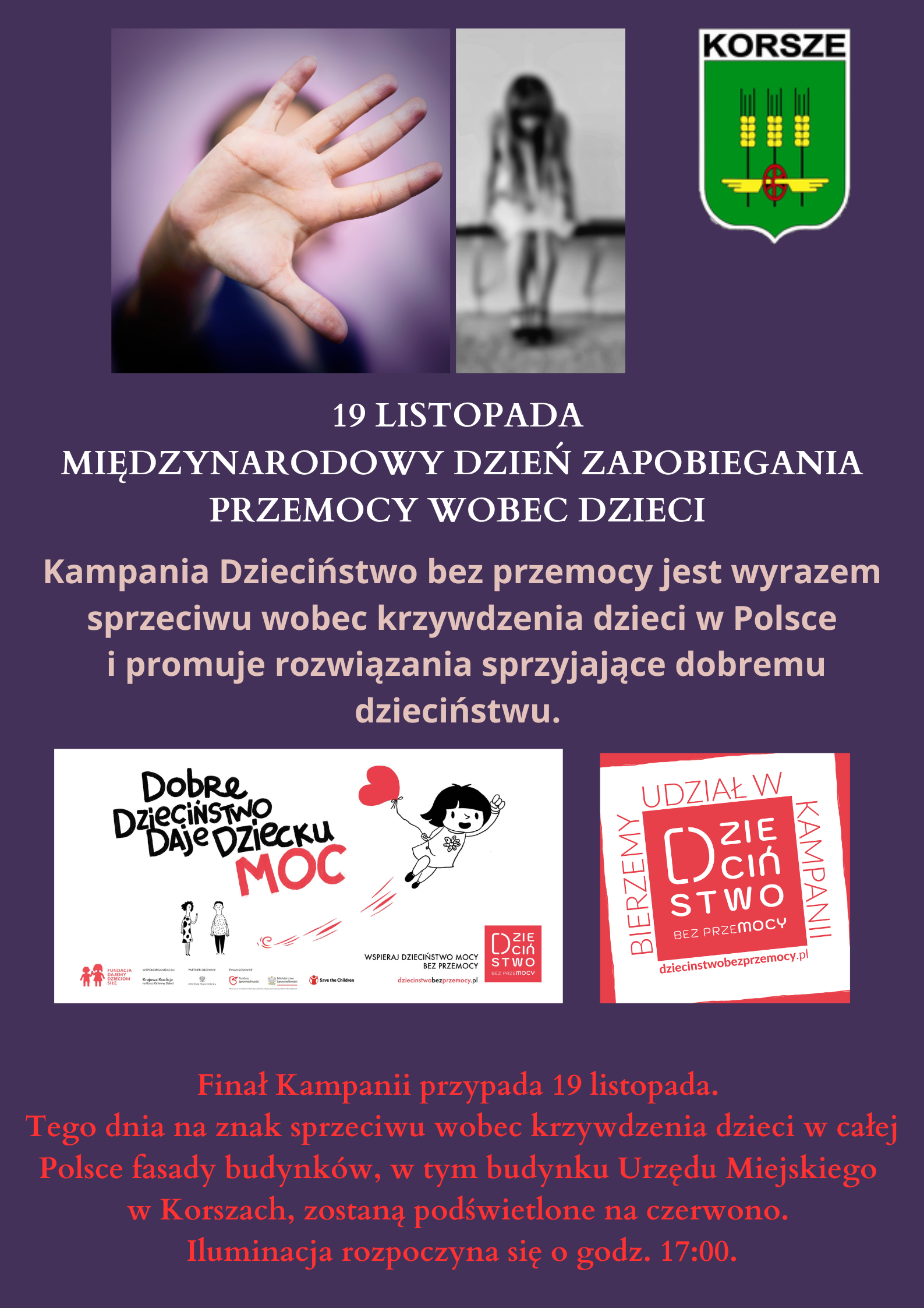 Ilustracja do informacji: MIĘDZYNARODOWY DZIEŃ ZAPOBIEGANIA PRZEMOCY WOBEC DZIECI